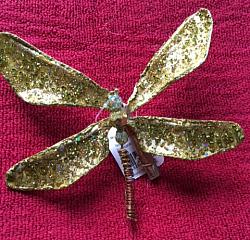 Gold Glitter Dragonfly Ornament