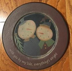 Wooden Plate - Snowman